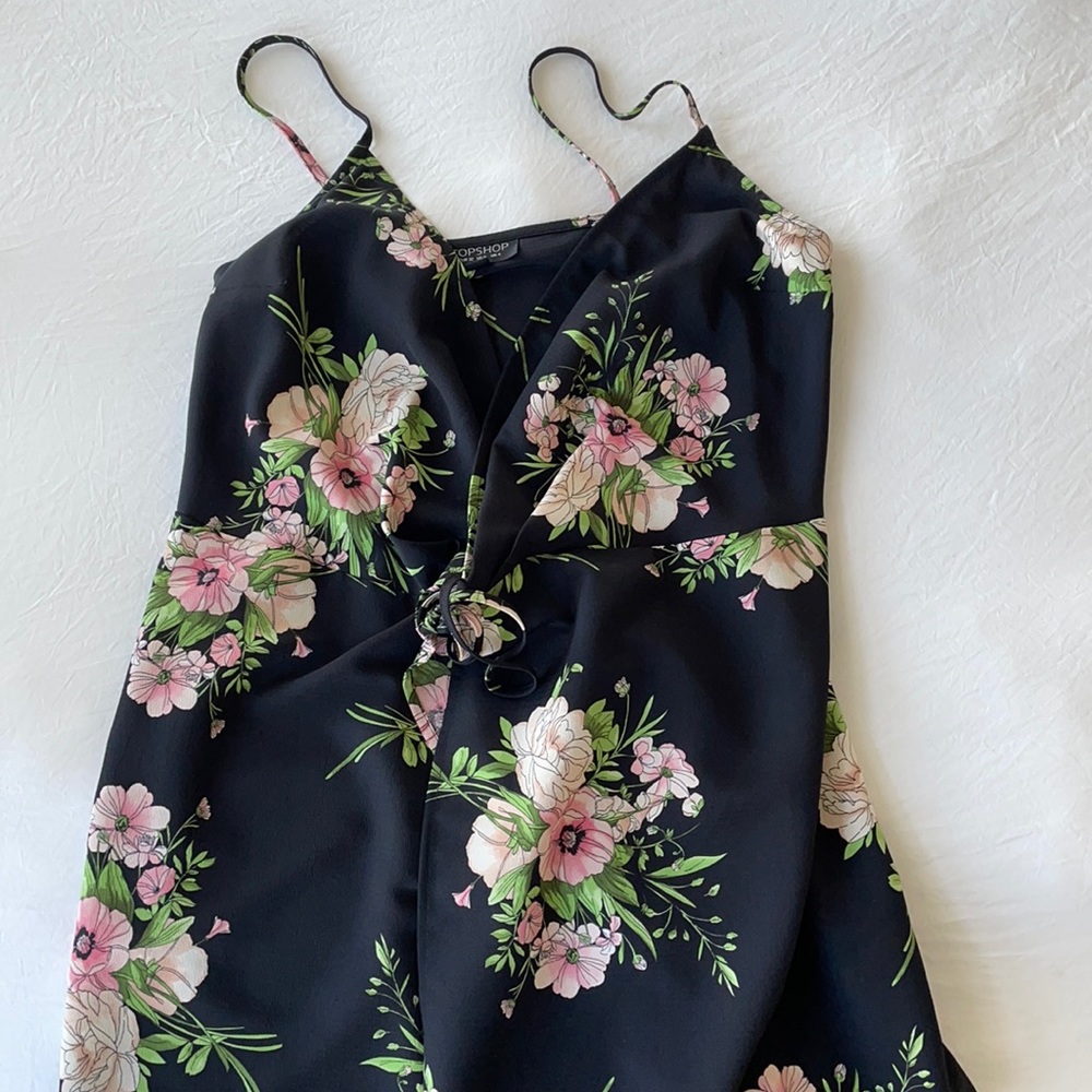 Black floral tops hoo dress